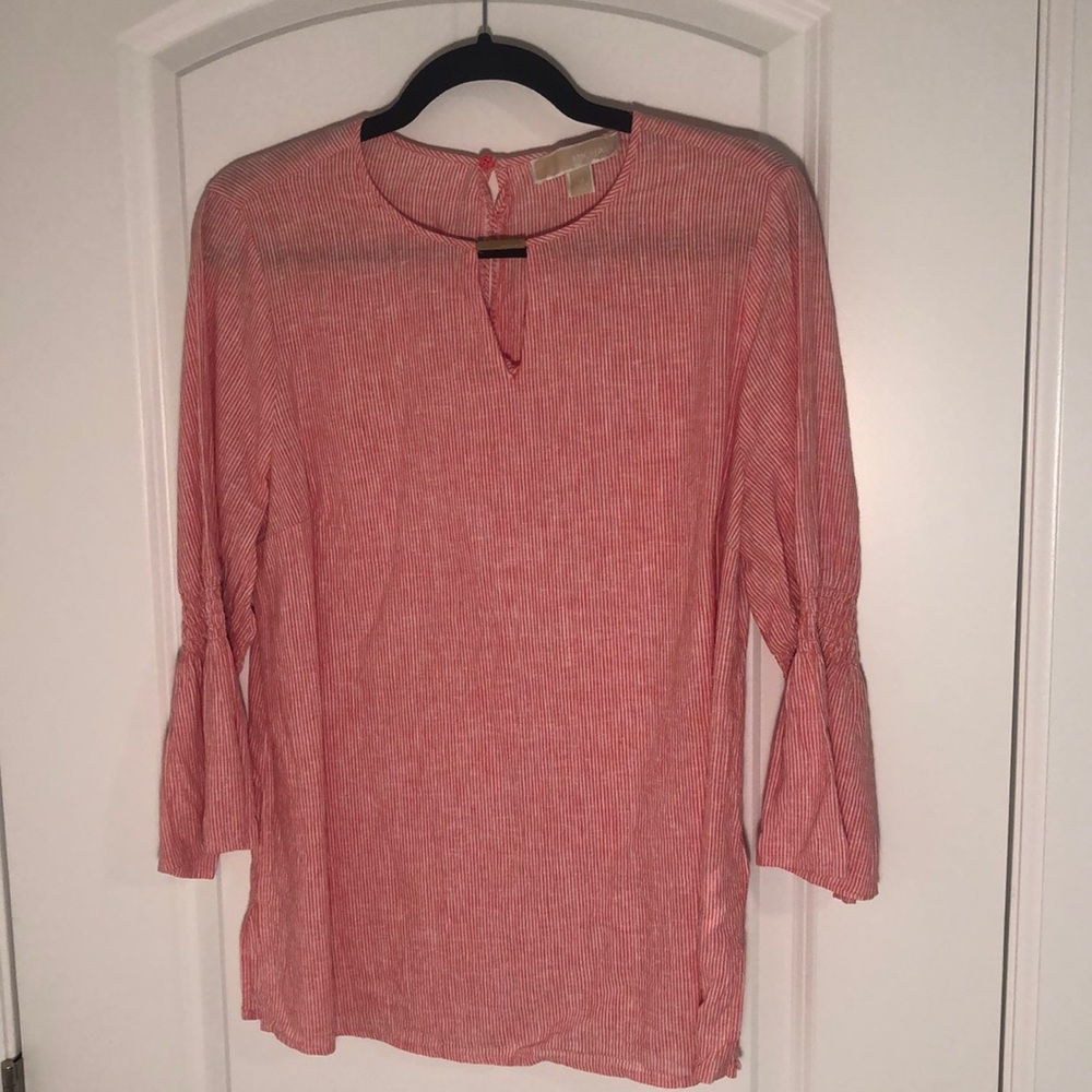 Michael Kors Red White Striped Blouse M